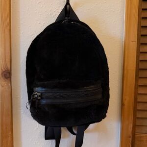 Alexander wang mini black fur backpack